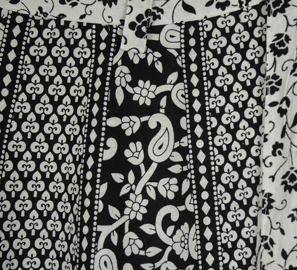 Black and White Ethnic Floral Wrap Around Skirt