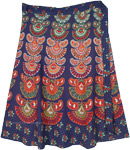 Plus Size Cotton Printed Royal Blue Wrap Skirt Made in India [8510]