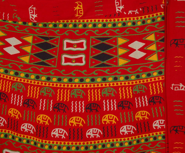 Plus Size Tribal Print Red Cotton Wrap Skirt