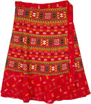 True Ethnic Tribal Print Wrap Skirt in Red [8511]