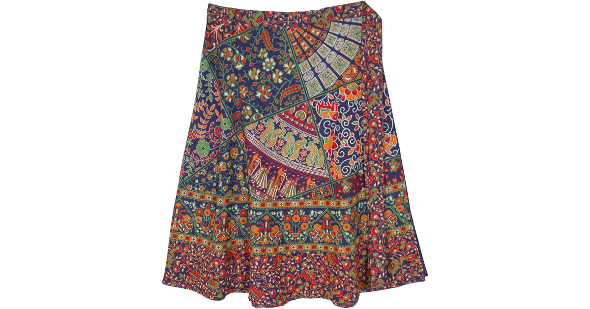 Full Ethnic Floral Gypsy Plus Size Wrap Around Skirt Multicoloured