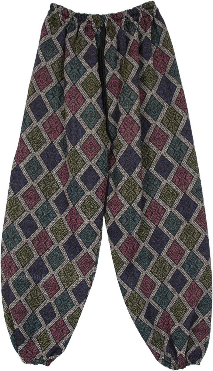 Dark Multicolored Diamond Cut Pattern Hippie Harem Pants ...