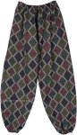 Dark Multicolored Diamond Cut Pattern Hippie Harem Pants