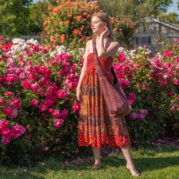 Phoenix Paisley Silk Blend Red Skirt Dress