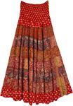 Passionate Warm Toned Ethnic Skirt with Smocking [8558]