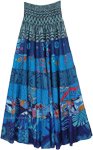 Smocked Waist Tiered Rayon Skirt with Wide Hemline [8560]
