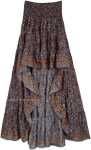 Bohemian High Low Flowy Skirt with Tiers and Smocking Waist