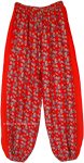 Red Rayon Harem Pants with Floral Print [8567]