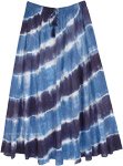 Casual Tie Dye Waves Pattern Long Skirt in Blues [8584]