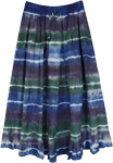 Casual Chic Tie Dye Pattern Long Skirt in Blue, Green and Purple [8585]