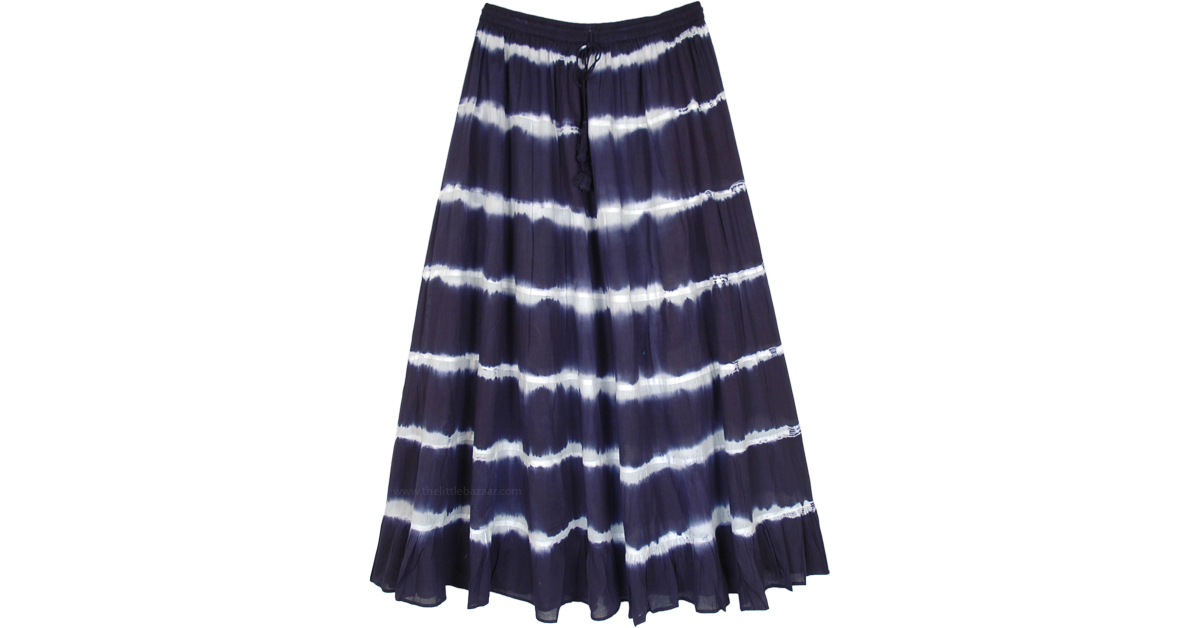 Jupe Maxi AGB Tie-dye - Bleu Marine Et Blanc - Taille Large - NWOT
