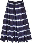 Casual Tie Dye Pattern Long Skirt in Ink Blue [8586]