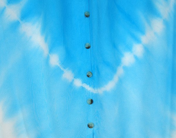 Blue Waves Tie Dye Button Front Long Skirt