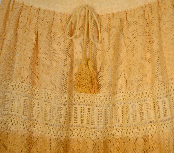 Beige Ombre Dye Floral Lace Long Skirt