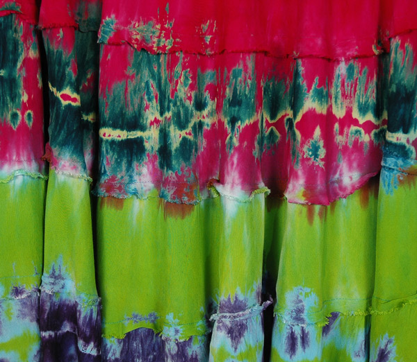 Tie Dye Cocktail Tiered Rayon Multicolored Skirt