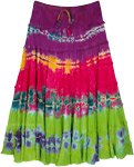 Tie Dye Cocktail Tiered Rayon Multicolored Skirt