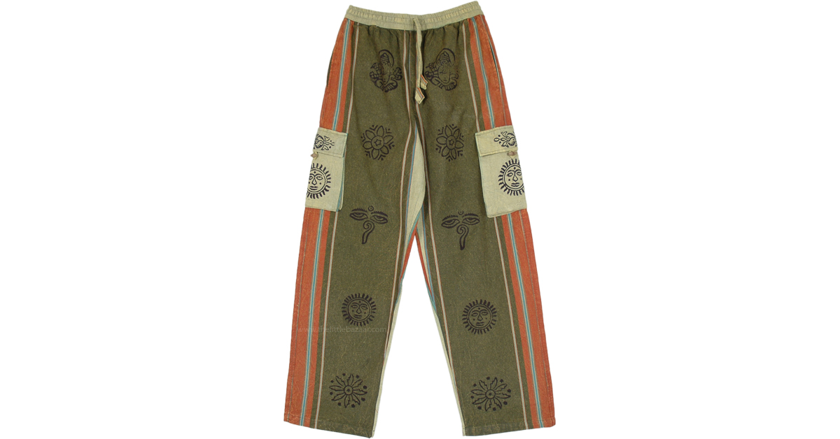 Tie Dye Cargo Pants Size 34 Festival Hippie Colorful Cotton Pockets Unique