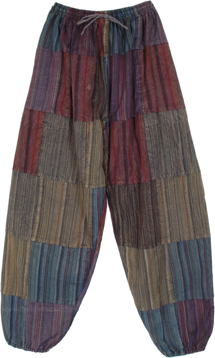 Arabian Nights Striped Patchwork Harem Pants