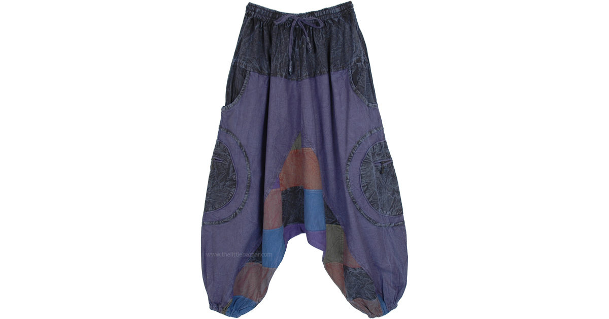 Violet Magic Unisex Patchwork Aladdin Harem Pants | Purple | Split ...