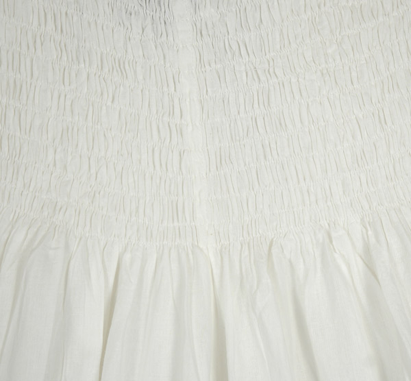 Pigeon White Wide Leg Pants in Light Cotton with Smocked Waist