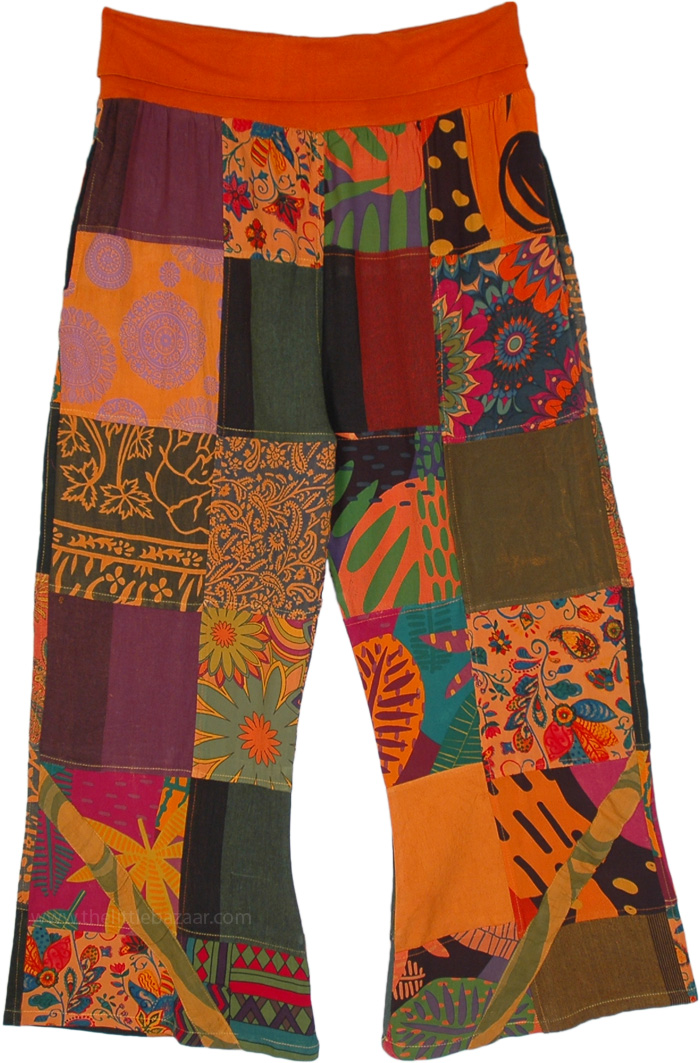 Plus Size Autumn Vibes Patchwork Pants with Yoga Waist