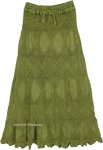 Cool Bohemian Crochet Skirt in Olive Green [8676]
