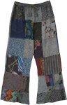 Paisley and Abstract Patchwork Cotton Draw Waist Pants with Pockets [8697]