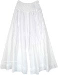 Bloomy White Wide Leg Palazzo Pants with Shirred Waist