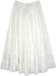 Pretty White Magic Tiered Cotton Long Skirt