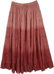 Brown Maroon Tiered Summer Long Cotton Skirt [8711]