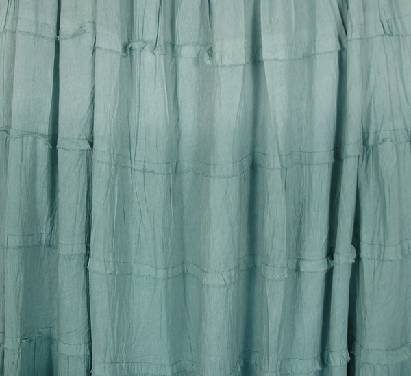 Sage Green Ombre Tiered Cotton Long Skirt