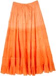 Orange Ombre Tiered Summer Long Cotton Skirt [8713]