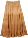Beige Tiered Full Summer Long Cotton Skirt [8714]