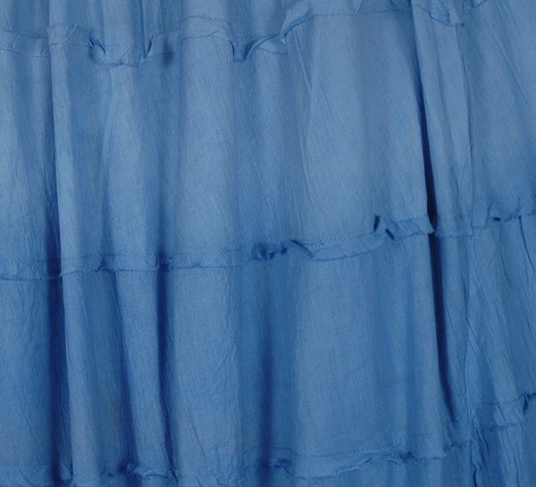 Ombre Blue Blush Tiered Cotton Long Skirt