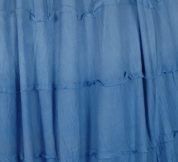 Ombre Blue Blush Tiered Cotton Long Skirt