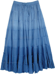 Ombre Blue Blush Tiered Cotton Long Skirt