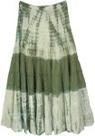 Summer Tiered Cotton Skirt in Olive Green Tie Dye [8735]