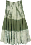 Olive Waves Tie Dyed Tiered Cotton Skirt