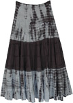 Grey Bohemian Tie Dyed Tiered Cotton Skirt [8736]