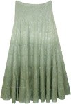 Silver Tinsel Accented Long Skirt in Herb Green [8740]