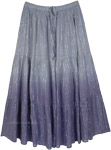 Silver Tinsel Accented Tiered Skirt in Grey and Blue [8742]