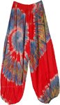 Hippie Beach Pants in Red with Tie Dye Swirl [8829]