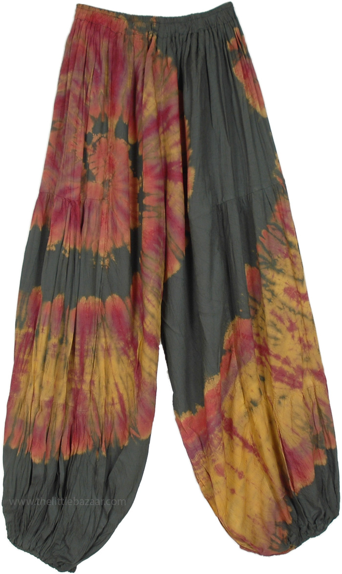 Phoenix Wings Military Green Tie Dye Harem Trousers