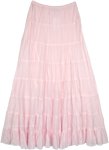 Traditional Tiered Baby Pink Skirt in Pure Cotton [8835]