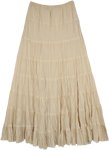 Traditional Tiered Beige Skirt in Pure Cotton [8836]
