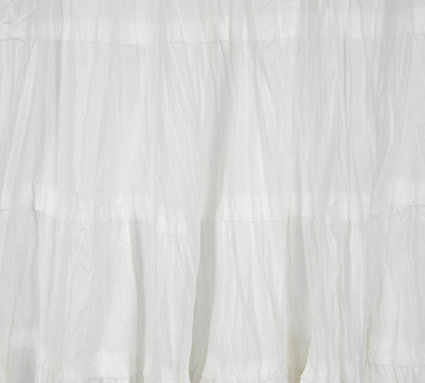 White Tiered Crinkled Skirt with Elastic Waist