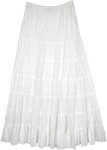 White Tiered Crinkled Skirt with Elastic Waist
