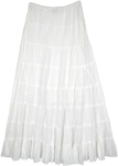 White Tiered Crinkled Skirt with Elastic Waist