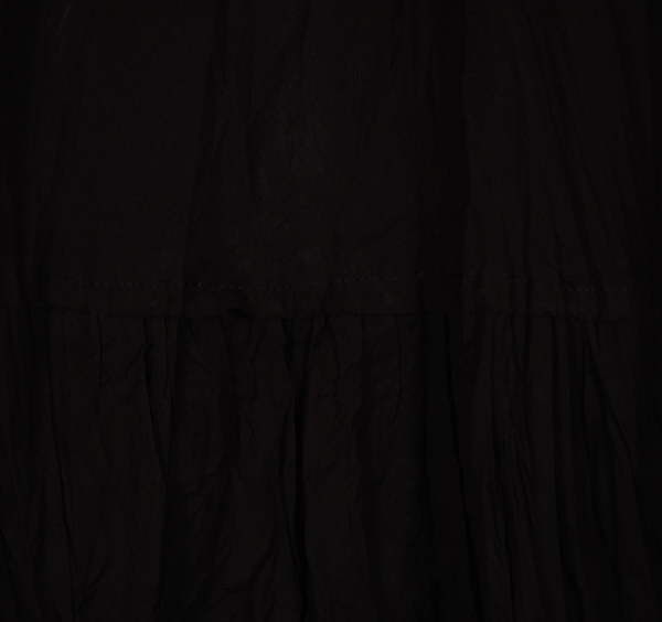 Crinkled Cotton Tiered Broomstick Skirt in Black