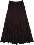 Traditional Tiered Black Skirt in Pure Cotton [8838]